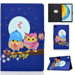 For Huawei Matepad SE 10.4 2022 Electric Pressed Colored Drawing Leather Tablet Case(Couple Owl)