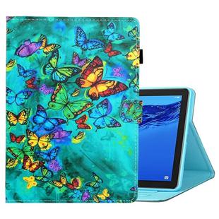 For Huawei MediaPad M5 lite Coloured Drawing Horizontal Flip Leather Case with Holder & Card Slot & Sleep / Wake-up Function(Green Butterfly)