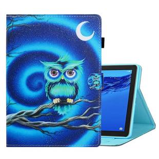 For Huawei MediaPad M5 lite Coloured Drawing Horizontal Flip Leather Case with Holder & Card Slot & Sleep / Wake-up Function(Moon Owl)