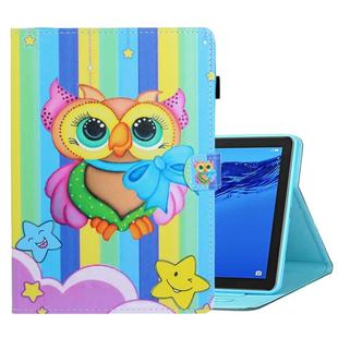 For Huawei MediaPad M5 lite Coloured Drawing Horizontal Flip Leather Case with Holder & Card Slot & Sleep / Wake-up Function(Rainbow Owl)