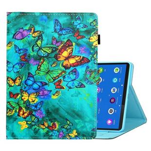 For Lenovo Tab M10 Plus TB-X606F Coloured Drawing Horizontal Flip Leather Case with Holder & Card Slot & Sleep / Wake-up Function(Green Butterfly)