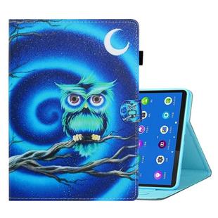 For Lenovo Tab M10 Plus TB-X606F Coloured Drawing Horizontal Flip Leather Case with Holder & Card Slot & Sleep / Wake-up Function(Moon Owl)