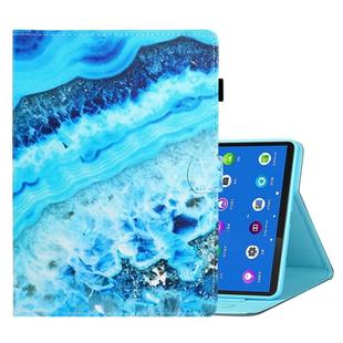 For Lenovo Tab M10 Plus TB-X606F Coloured Drawing Horizontal Flip Leather Case with Holder & Card Slot & Sleep / Wake-up Function(Blue Marble)