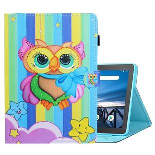 For Lenovo Tab M10 TB-X605F / X505 Coloured Drawing Horizontal Flip Leather Case with Holder & Card Slot(Rainbow Owl)