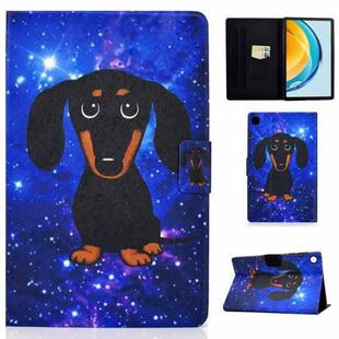 For Huawei Matepad SE 10.4 2022 Electric Pressed Colored Drawing Leather Tablet Case(Little Black Dog)