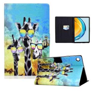 For Huawei Matepad SE 10.4 2022 Electric Pressed Colored Drawing Leather Tablet Case(Glasses Giraffe)