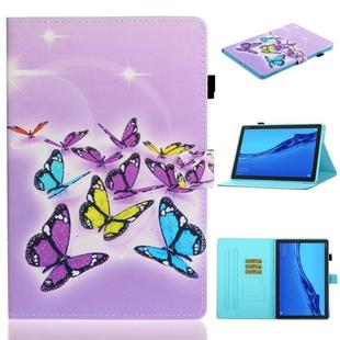 For Huawei MediaPad M5 lite Coloured Drawing Horizontal Flip Leather Case with Holder & Card Slot & Sleep / Wake-up Function(Butterflies)