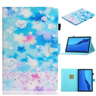 For Huawei MediaPad M5 lite Coloured Drawing Horizontal Flip Leather Case with Holder & Card Slot & Sleep / Wake-up Function(Petal Rain)