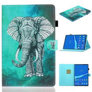 For Lenovo Tab M10 Plus TB-X606F Coloured Drawing Horizontal Flip Leather Case with Holder & Card Slot & Sleep / Wake-up Function(Elephant)