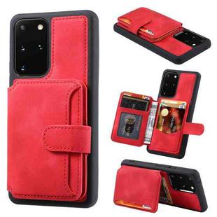 For Samsung Galaxy S20 Feel Dream Anti-theft Brush Shockproof Portable Skin Card Bag Phone Case(Red)