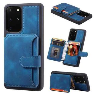 For Samsung Galaxy S20 FE Feel Dream Anti-theft Brush Shockproof Portable Skin Card Bag Phone Case(Peacock Blue)