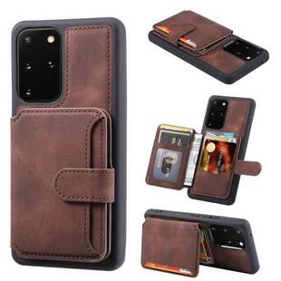 For Samsung Galaxy S20 FE Feel Dream Anti-theft Brush Shockproof Portable Skin Card Bag Phone Case(Coffee)