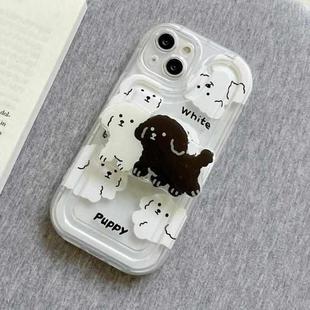 For iPhone 14 Plus Airbag Frame Puppy Pattern TPU Holder Phone Case(Transparent)