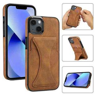 For iPhone 14 Ultra-thin Shockproof Phone Protective Case with Holder(Brown)