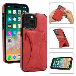 For iPhone 14 Pro Max Ultra-thin Shockproof Phone Protective Case with Holder(Red)