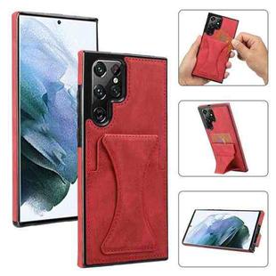For Samsung Galaxy S23 Ultra 5G Ultra-thin Shockproof Phone Protective Case with Holder(Red)