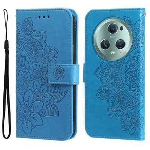 For Honor Magic5 Pro 7-petal Flowers Embossing Leather Phone Case(Blue)
