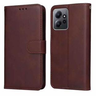 For Xiaomi Redmi Note 12 4G Global Classic Calf Texture Flip Leather Phone Case(Brown)