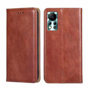 For Infinix Hot 11S NFC Gloss Oil Solid Color Magnetic Leather Phone Case(Brown)