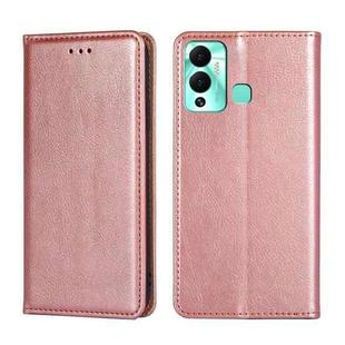 For Infinix Hot 12 Play Gloss Oil Solid Color Magnetic Leather Phone Case(Rose Gold)