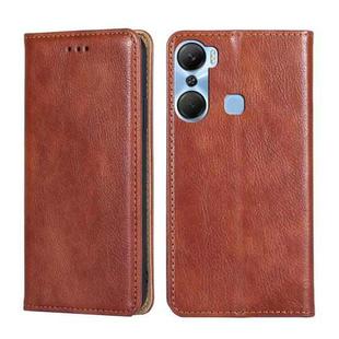 For Infinix Hot 12 Pro Gloss Oil Solid Color Magnetic Leather Phone Case(Brown)