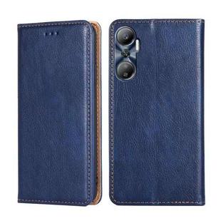 For Infinix Hot 20 4G Gloss Oil Solid Color Magnetic Leather Phone Case(Blue)