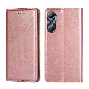 For Infinix Hot 20 4G Gloss Oil Solid Color Magnetic Leather Phone Case(Rose Gold)