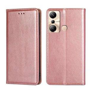 For Infinix Hot 20i Gloss Oil Solid Color Magnetic Leather Phone Case(Rose Gold)