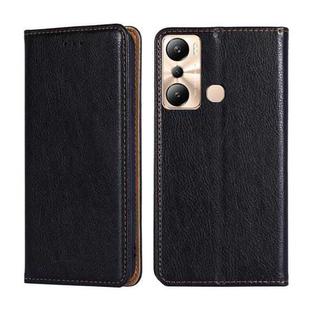 For Infinix Hot 20i Gloss Oil Solid Color Magnetic Leather Phone Case(Black)