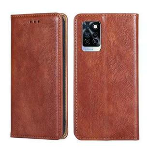 For Infinix Note 10 Pro Gloss Oil Solid Color Magnetic Leather Phone Case(Brown)