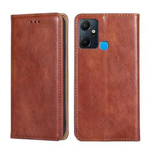 For Infinix Smart 6 plus Gloss Oil Solid Color Magnetic Leather Phone Case(Brown)