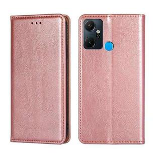 For Infinix Smart 6 plus Gloss Oil Solid Color Magnetic Leather Phone Case(Rose Gold)
