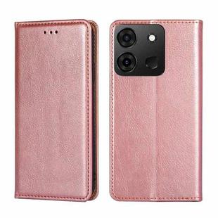 For Infinix Smart 7 Gloss Oil Solid Color Magnetic Leather Phone Case(Rose Gold)