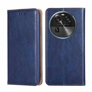For OPPO Find X6 5G Gloss Oil Solid Color Magnetic Leather Phone Case(Blue)