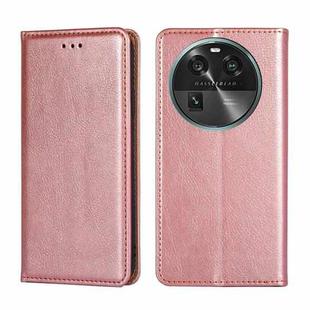 For OPPO Find X6 5G Gloss Oil Solid Color Magnetic Leather Phone Case(Rose Gold)