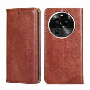 For OPPO Find X6 Pro 5G Gloss Oil Solid Color Magnetic Leather Phone Case(Brown)