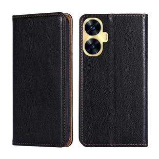 For Realme C55 4G Gloss Oil Solid Color Magnetic Leather Phone Case(Black)