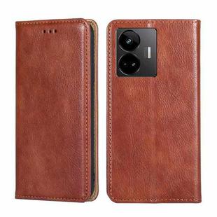 For Realme GT Neo 5 / GT3 / GT Neo 5 240W Gloss Oil Solid Color Magnetic Leather Phone Case(Brown)