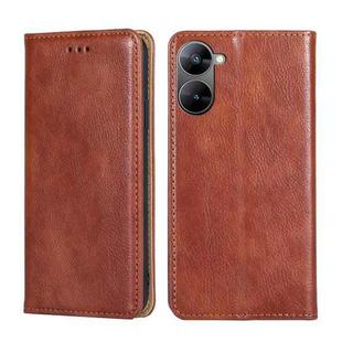 For Realme V30 5G / V30T Gloss Oil Solid Color Magnetic Leather Phone Case(Brown)