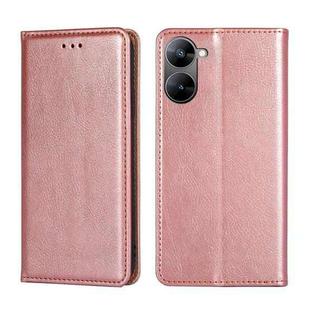 For Realme V30 5G / V30T Gloss Oil Solid Color Magnetic Leather Phone Case(Rose Gold)