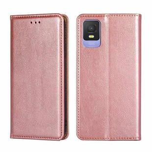 For TCL 403 Gloss Oil Solid Color Magnetic Leather Phone Case(Rose Gold)