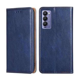 For Tecno Camon 18 / 18P Gloss Oil Solid Color Magnetic Leather Phone Case(Blue)