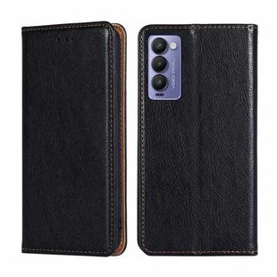 For Tecno Camon 18 / 18P Gloss Oil Solid Color Magnetic Leather Phone Case(Black)
