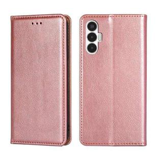 For Tecno Pova 3 Gloss Oil Solid Color Magnetic Leather Phone Case(Rose Gold)