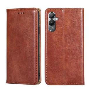 For Tecno Pova 4 Gloss Oil Solid Color Magnetic Leather Phone Case(Brown)