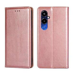 For Tecno Pova 4 Pro Gloss Oil Solid Color Magnetic Leather Phone Case(Rose Gold)