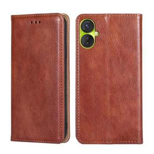 For Tecno Spark 9 Pro Gloss Oil Solid Color Magnetic Leather Phone Case(Brown)