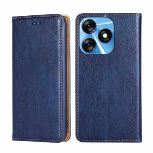 For Tecno Spark 10 4G Gloss Oil Solid Color Magnetic Leather Phone Case(Blue)