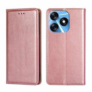 For Tecno Spark 10 4G Gloss Oil Solid Color Magnetic Leather Phone Case(Rose Gold)