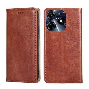 For Tecno Spark 10 Pro Gloss Oil Solid Color Magnetic Leather Phone Case(Brown)